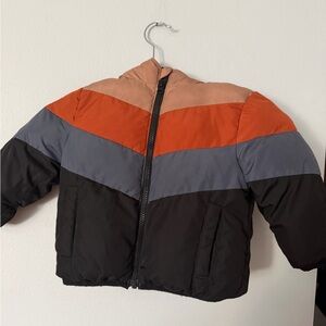 Swiss Tech Kids Colorblock Puffer Jacket - Orange, Gray, Black